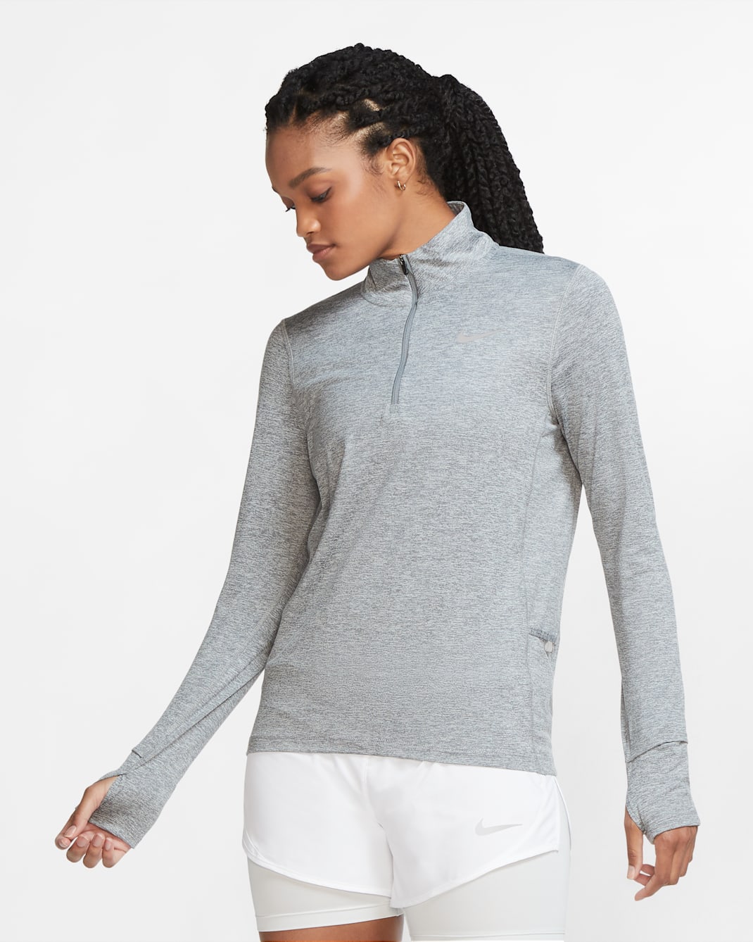 Nike Women's 1/2-Zip Running Top - Smoke Grey/Light Smoke Grey/Heather
