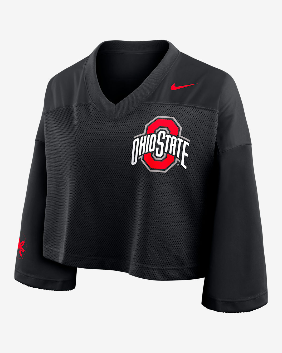 Playera universitaria Nike Dri-FIT cropped para mujer Ohio State Jersey - Negro
