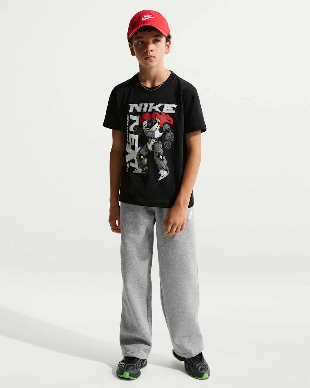 Nike Sportswear weite Hose mit offenem Saum (Kinder) - Dark Grey Heather/Weiß