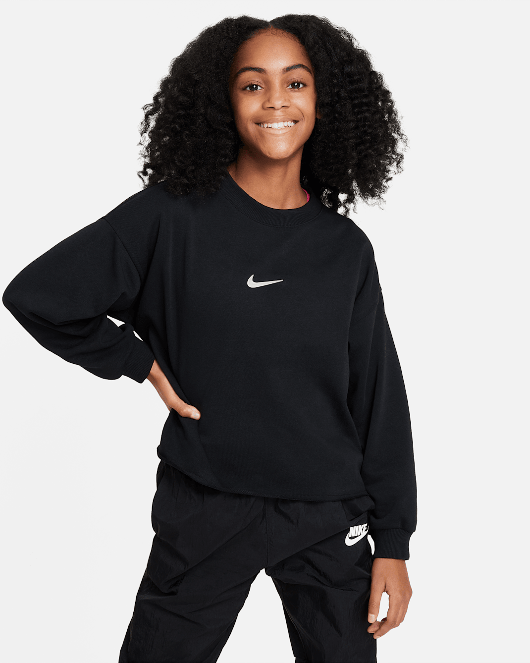 Nike Sportswear Older Kids' (Girls') Dri-FIT Crew-Neck Sweatshirt - Black