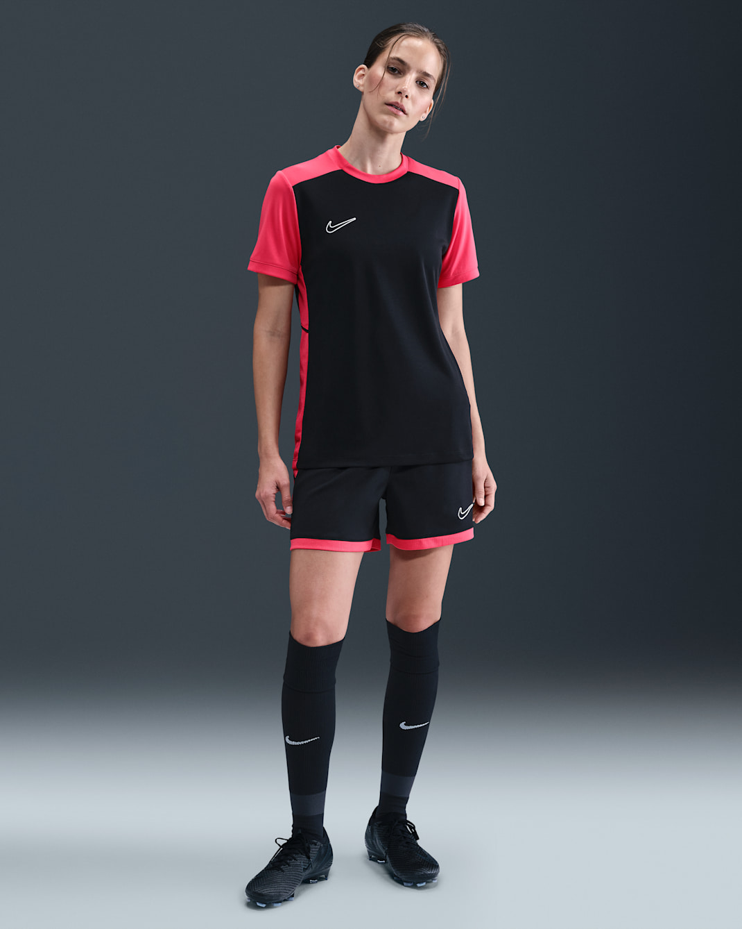 Nike Academy Women's Dri-FIT 4" Soccer Shorts - Black/Light Fusion Red/Black/Sail