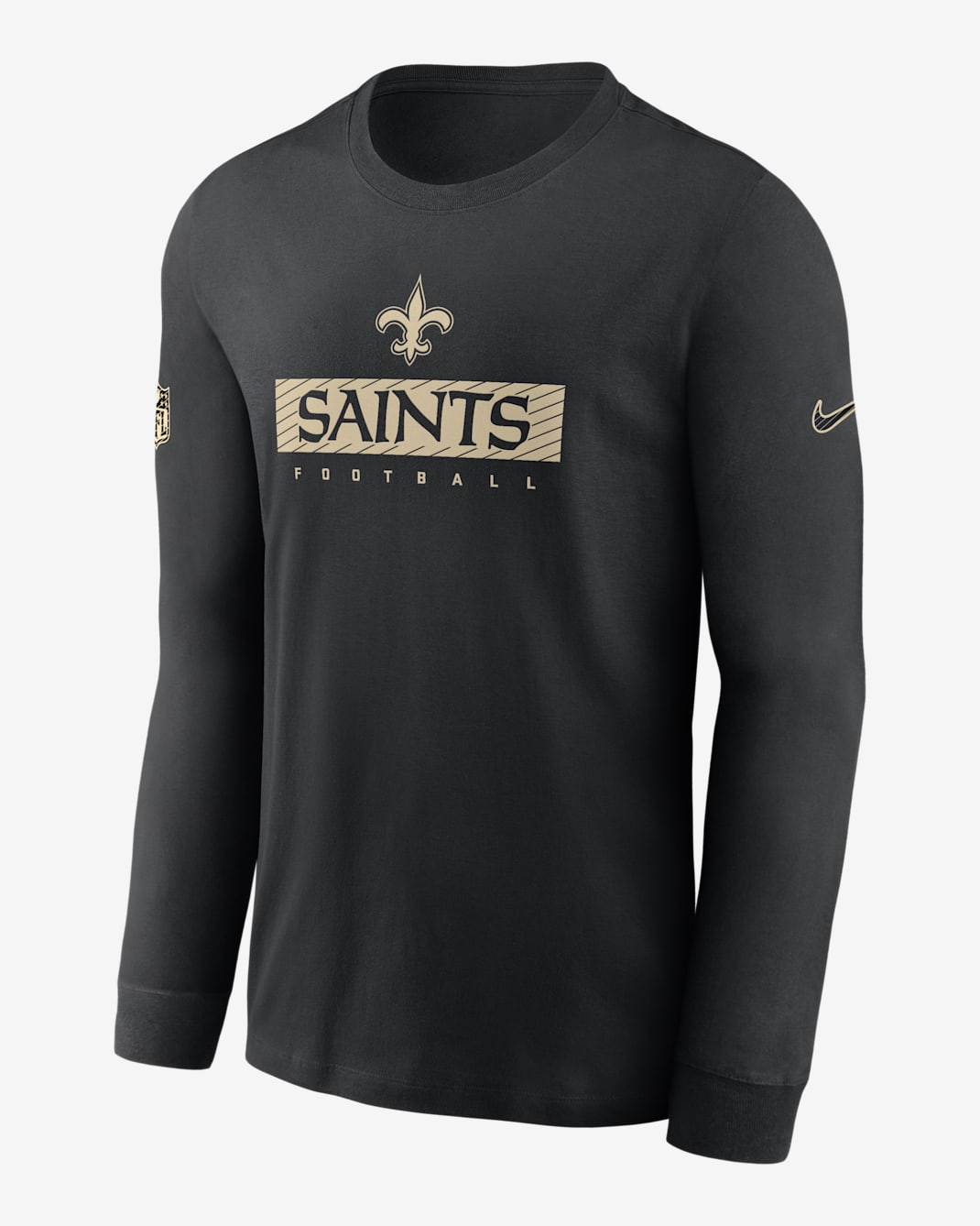 New Orleans Saints Sideline Team Issue Men's Nike Dri-FIT NFL Long-Sleeve T-Shirt - Black