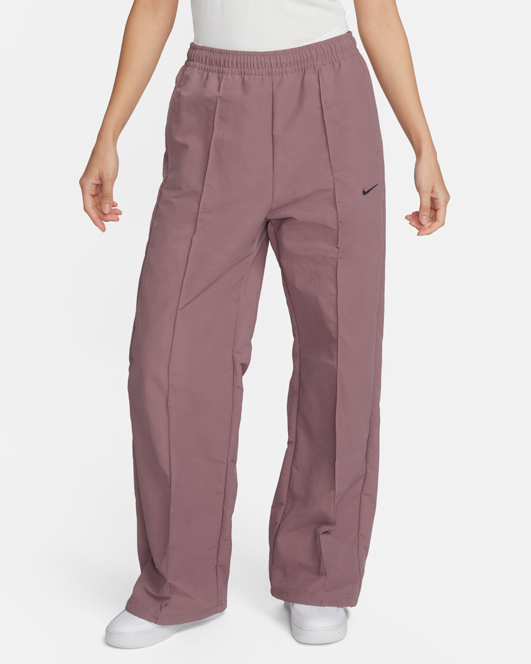 ナイキ スポーツウェア エブリシング ウーブン ウィメンズ ミッドライズ オープンヘム パンツ - スモーキーモーブ/ブラック