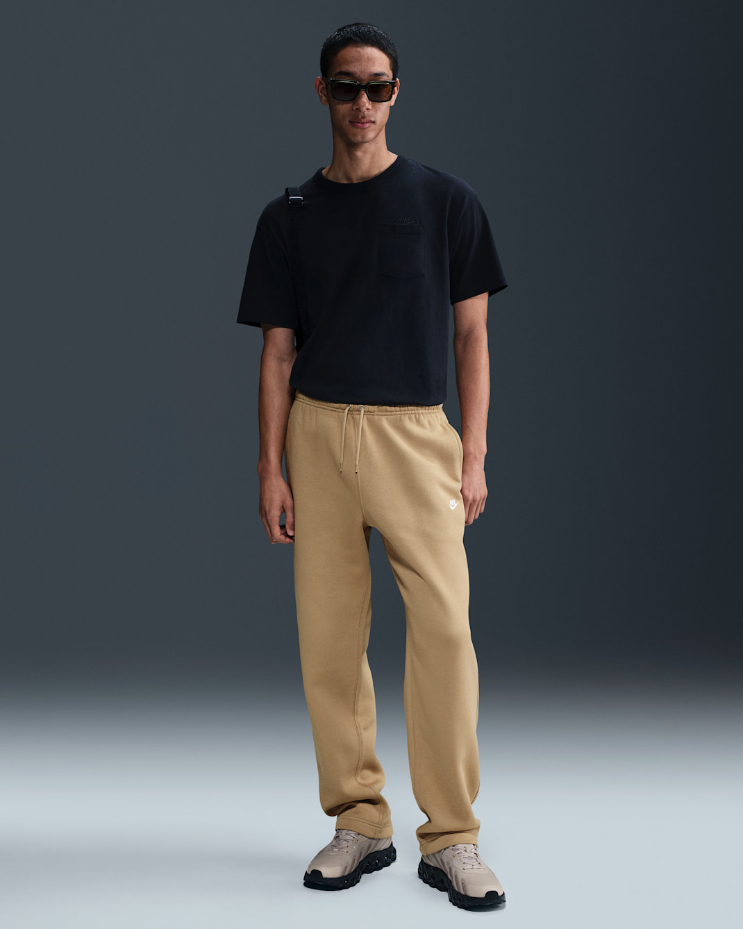 Nike Club Men's Open-Hem Fleece Pants - Parachute Beige/Parachute Beige/White