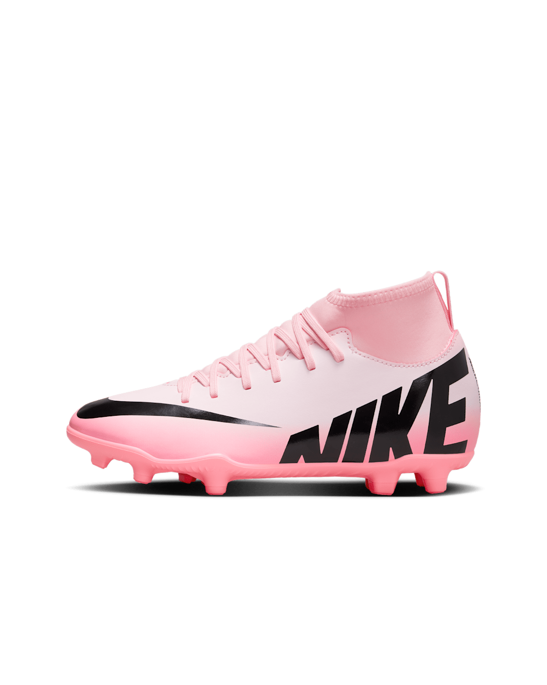 Nike Jr. Mercurial Superfly 9 Club Older Kids' MG High-Top Football Boot - Pink Foam/Black