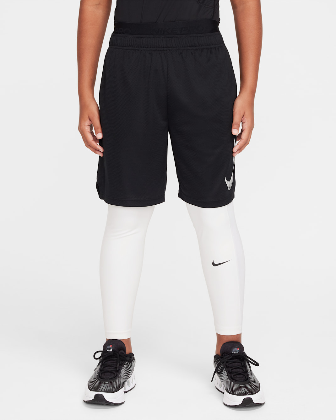 Nike Pro Big Kids' (Boys') Tights (Extended Size) - White/White/Black