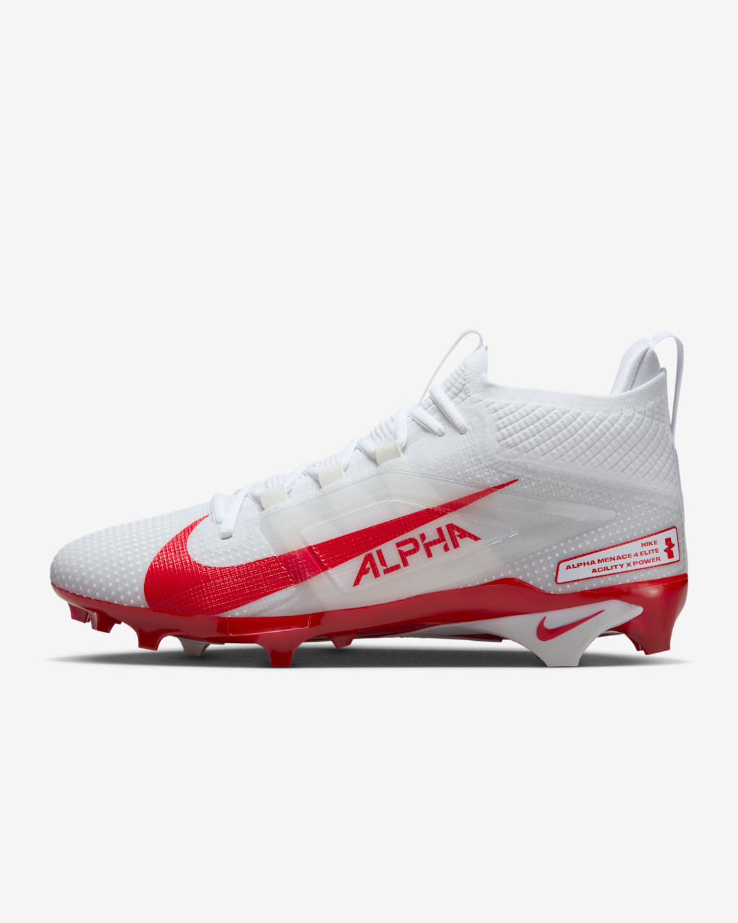 Nike Alpha Menace 4 Elite Football Cleats - White/University Red/Photon Dust/University Red