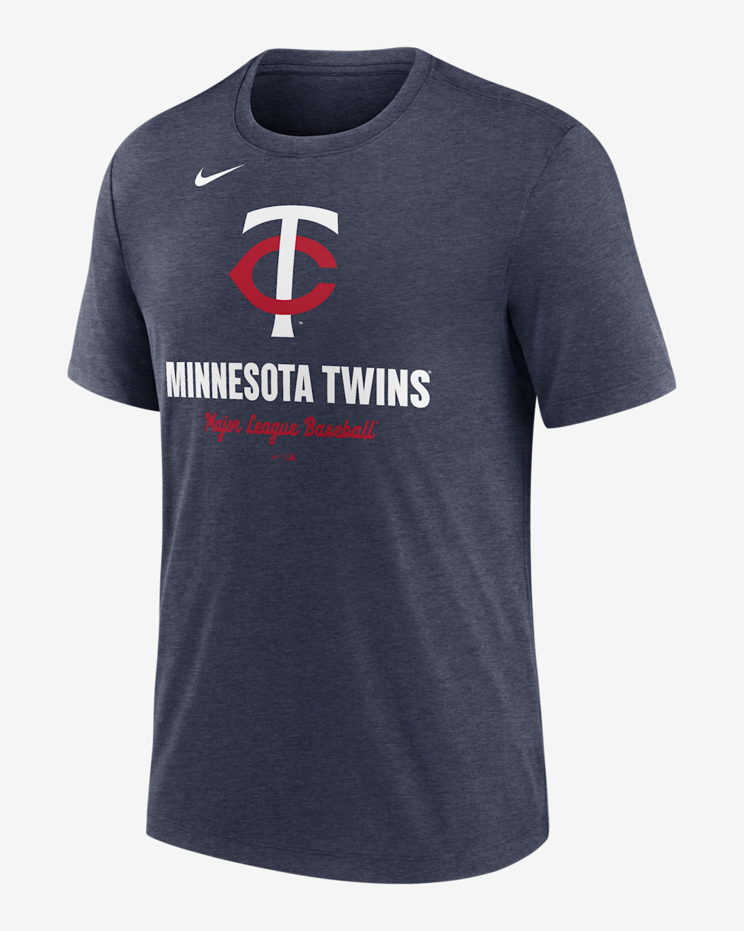 Playera Nike de la MLB para hombre Minnesota Twins Logo - Azul marino jaspeado