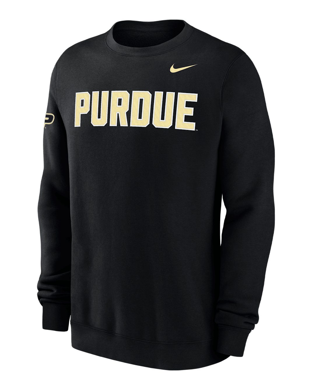 Purdue Club Fleece Men's Nike College Crew-Neck Sweatshirt - Black