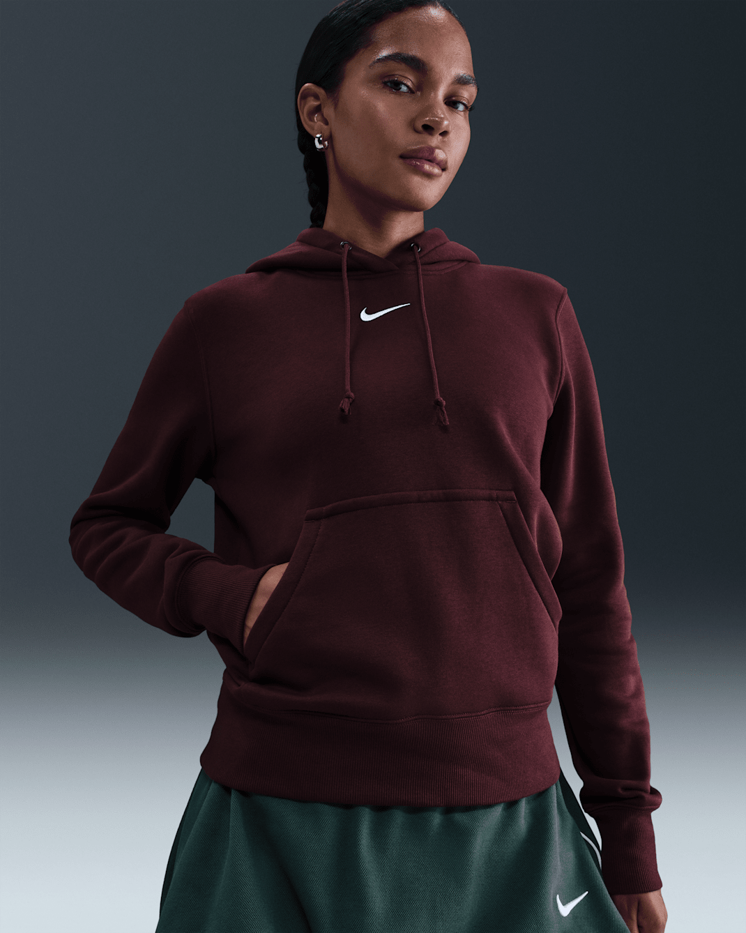 Nike Sportswear Phoenix Fleece Kadın Kapüşonlu Sweatshirt'ü - Burgundy Crush/Sail