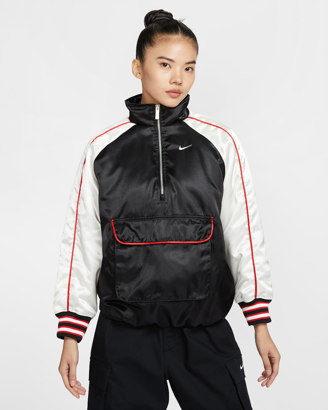 ナイキ スポーツウェア ウィメンズ オーバーサイズド ジャケット - ブラック/セイル/ユニバーシティレッド/セイル