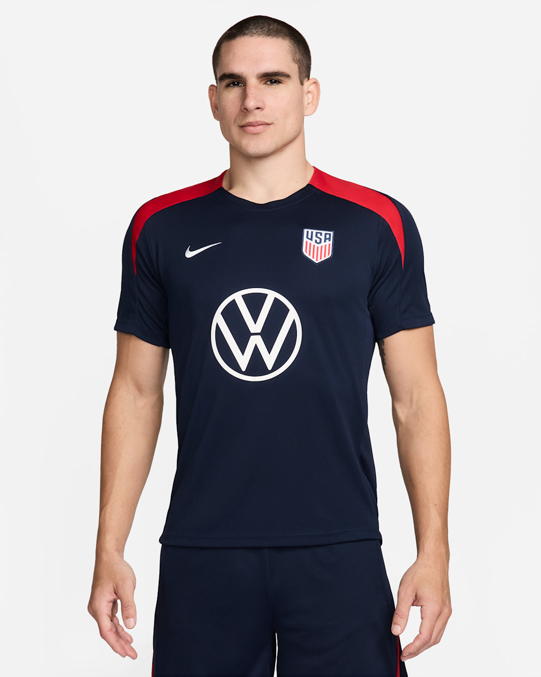 USMNT Strike Men's Nike Dri-FIT Soccer Short-Sleeve Knit Top - Obsidian/Sport Red/White