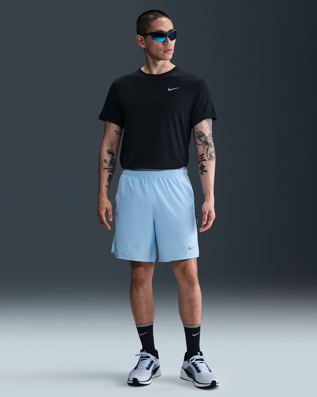 Nike Challenger Breathe Men's Dri-FIT 18cm (approx.) 2-in-1 Running Shorts - Psychic Blue/Psychic Blue/Black
