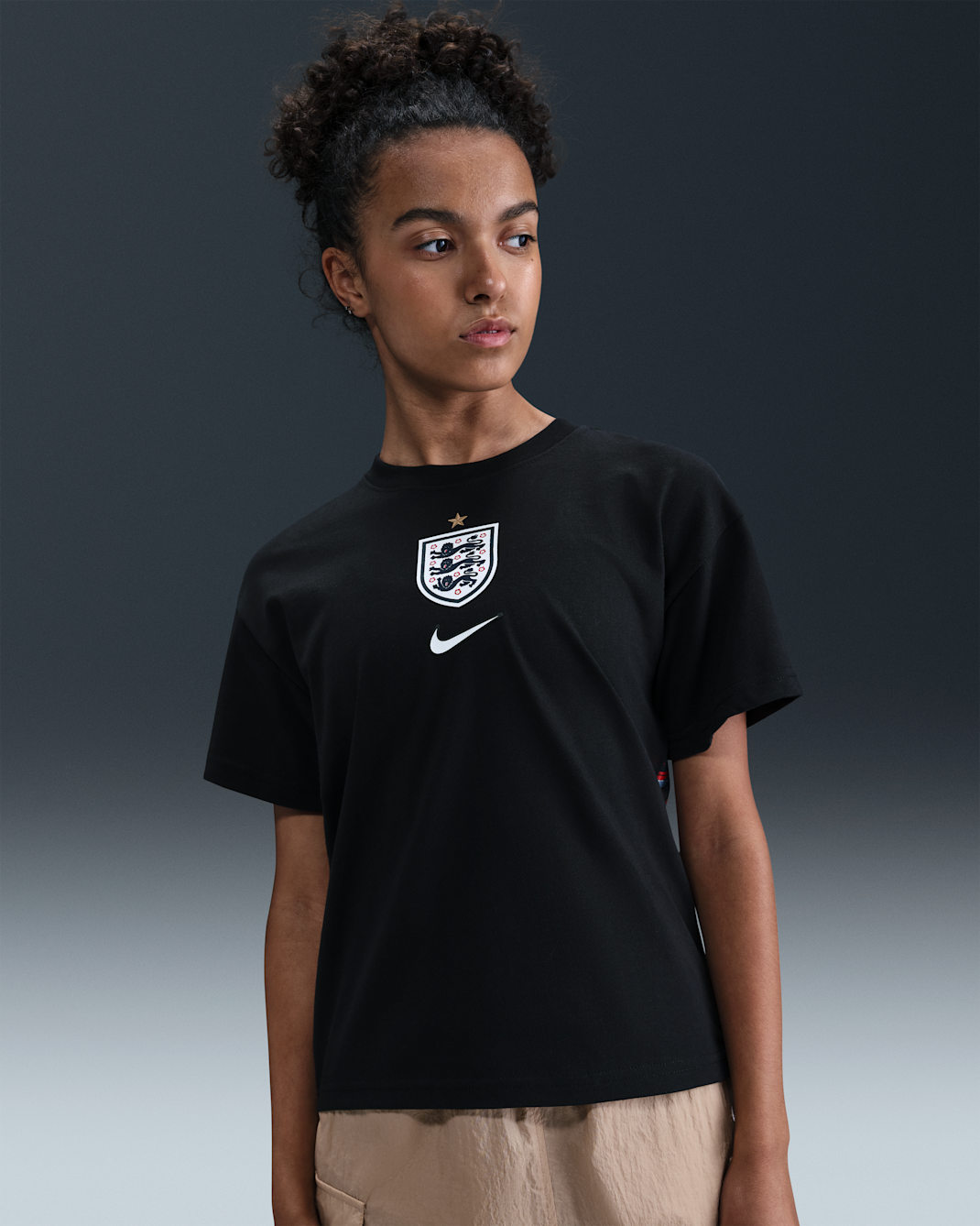 England Premium Goalkeeper Big Kids' Nike Soccer T-Shirt - Black