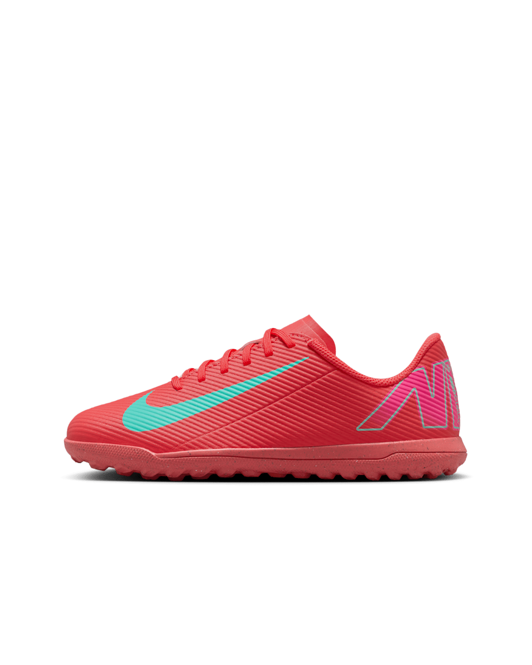Buty piłkarskie typu low top na nawierzchnie typu turf dla małych/dużych dzieci Nike Jr. Mercurial Vapor 16 Club - Ember Glow/Aurora Green
