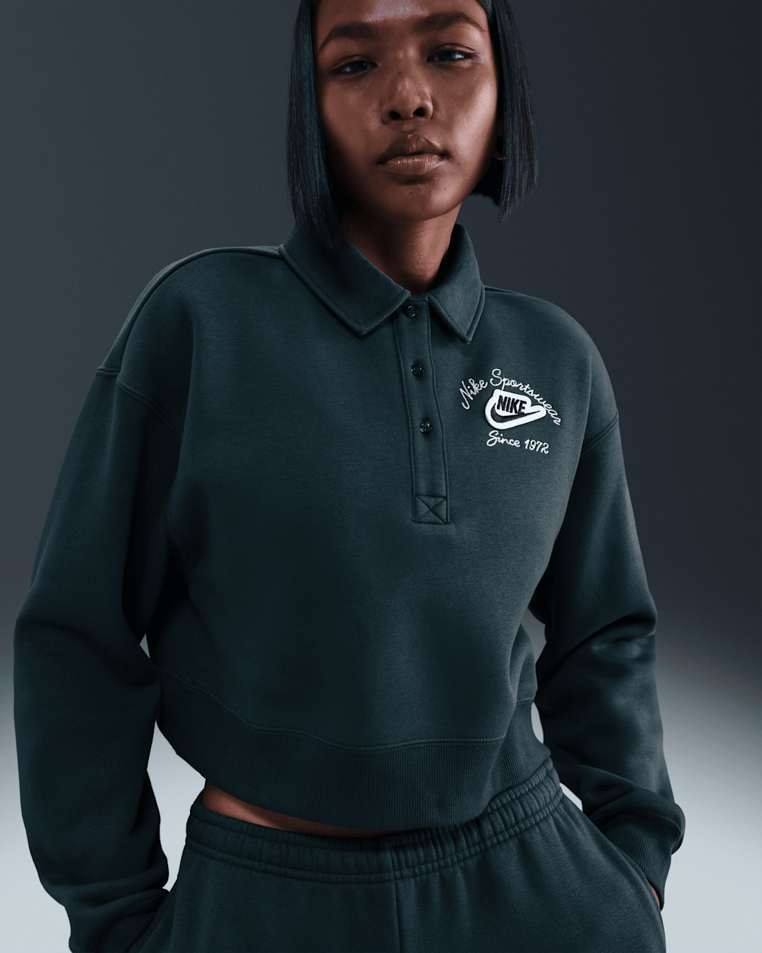 Nike Sportswear Phoenix Fleece Women's Loose Collared Pull-Over Top - Seaweed