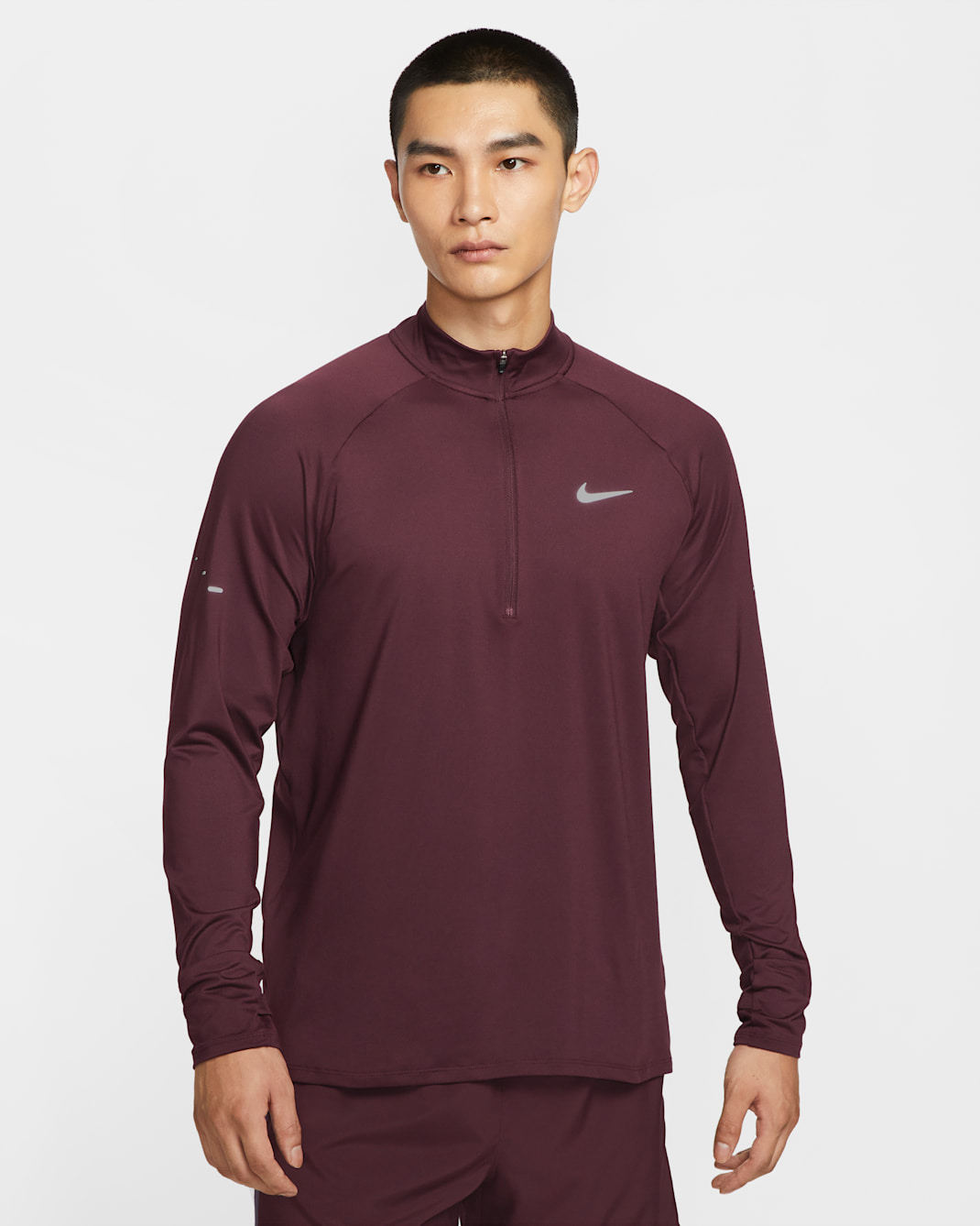 ナイキ ストライド メンズ Dri-FIT 1/4ジップ ランニングトップ - バーガンディクラッシュ