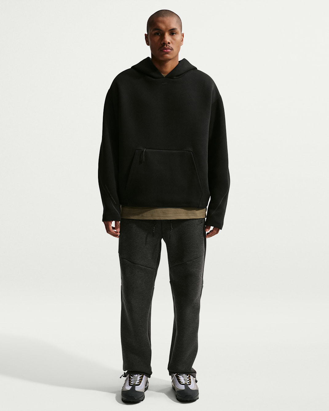 Pants de tejido Fleece con dobladillo abierto para hombre Nike Tech - Negro jaspeado/Negro