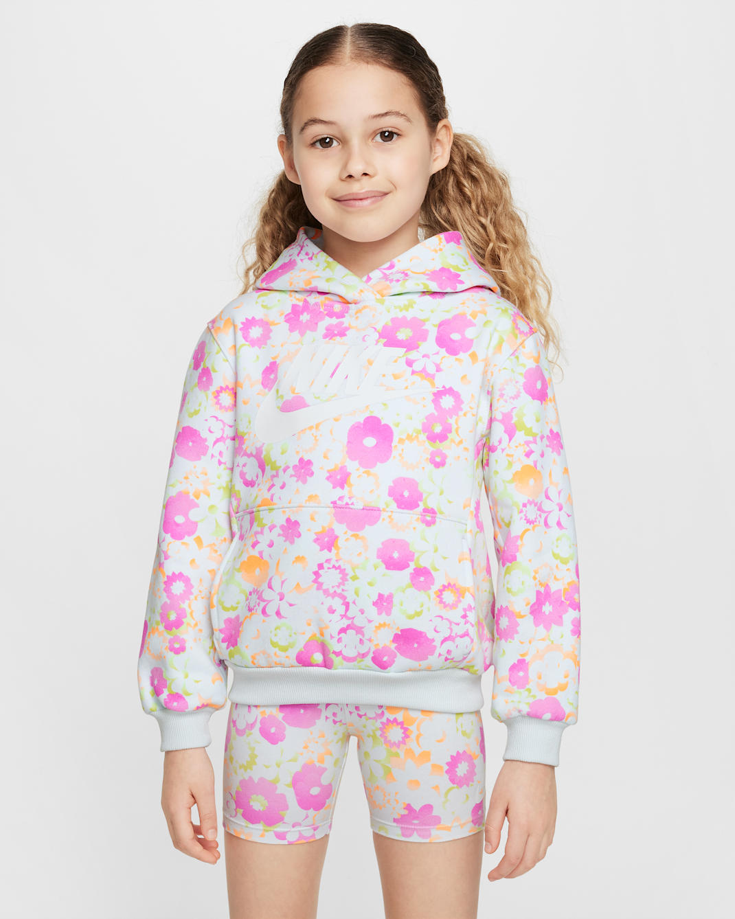 Nike Flow-Ral Younger Kids' Printed Pullover Hoodie - Pure Platinum