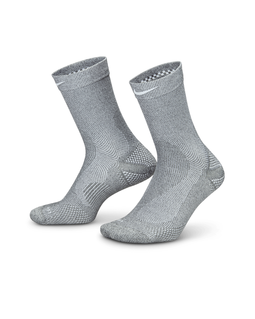 Nike Running Lightweight Crew Socks (1 Pair) - Dark Smoke Grey/Pure Platinum/Light Smoke Grey/White
