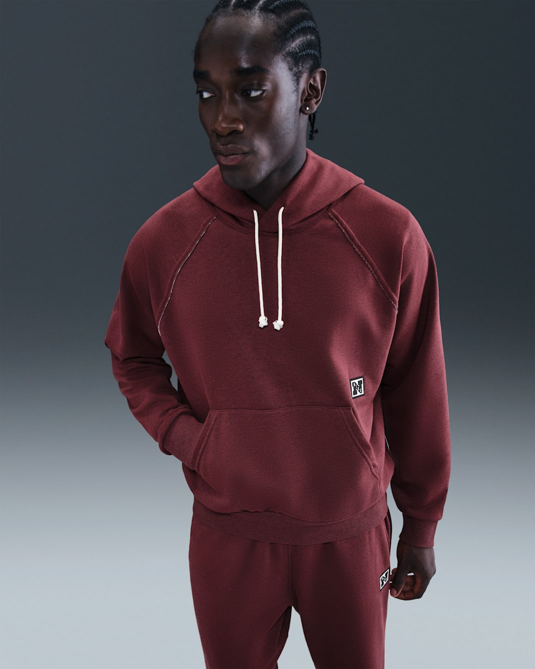Nike Gym Heritage Men's Dri-FIT Fleece Training Top - Dark Team Red/Heather/Pale Ivory/Dark Team Red