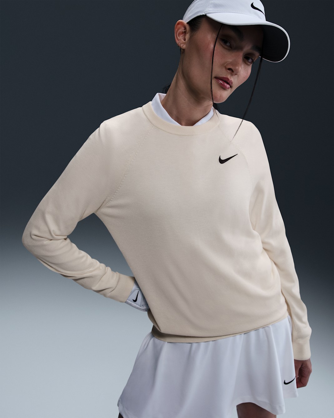 ナイキ ツアー ウィメンズ ゴルフセーター - ペールアイボリー/ブラック