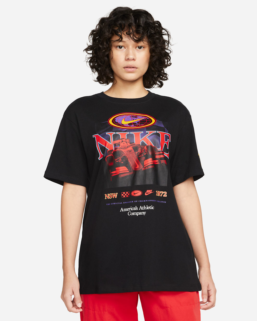 Nike Sportswear Essential Women's Americana T-Shirt - Black/Vivid Sulfur