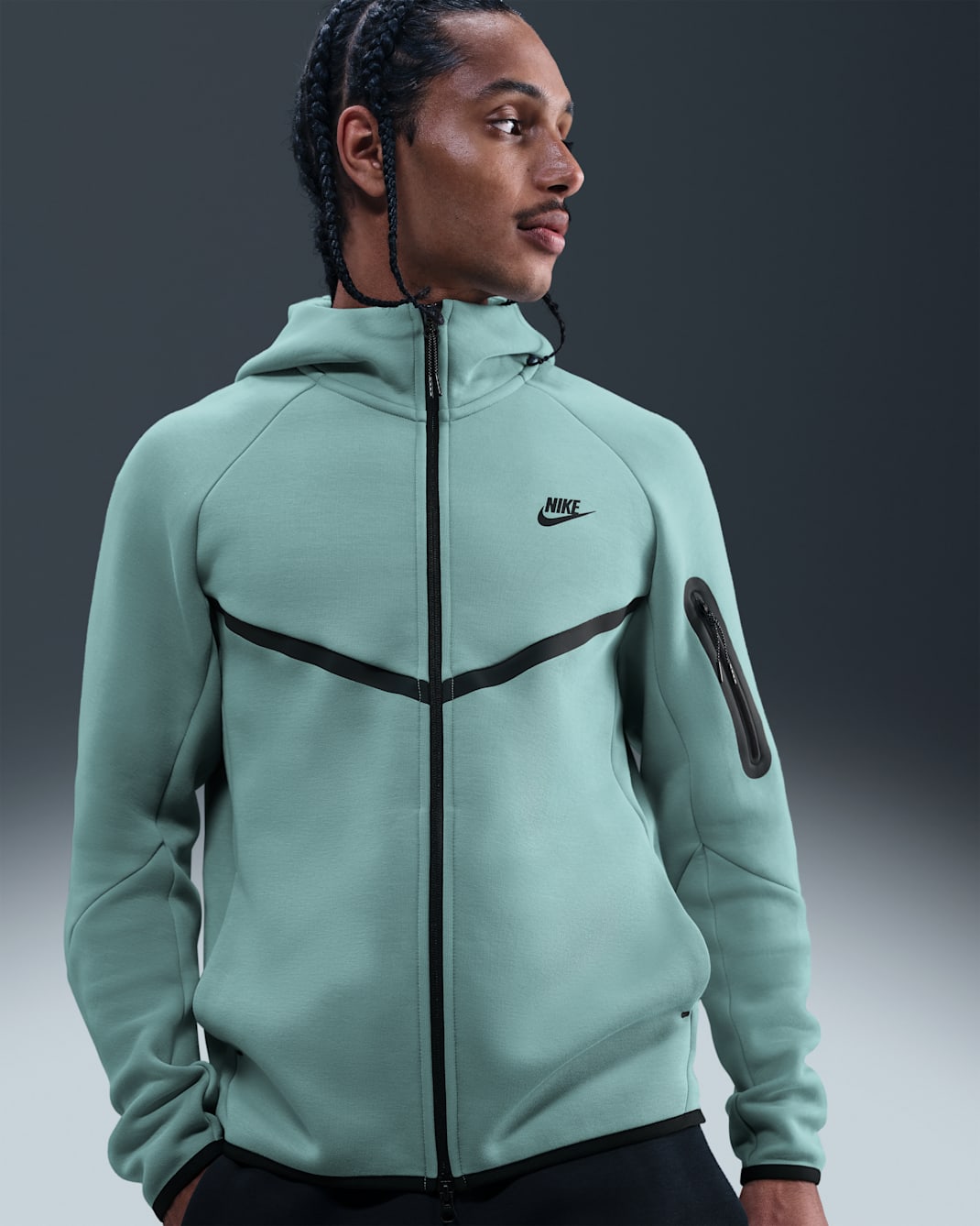 Chamarra Windrunner de tejido Fleece de cierre completo para hombre Nike Tech - Cañón/Negro