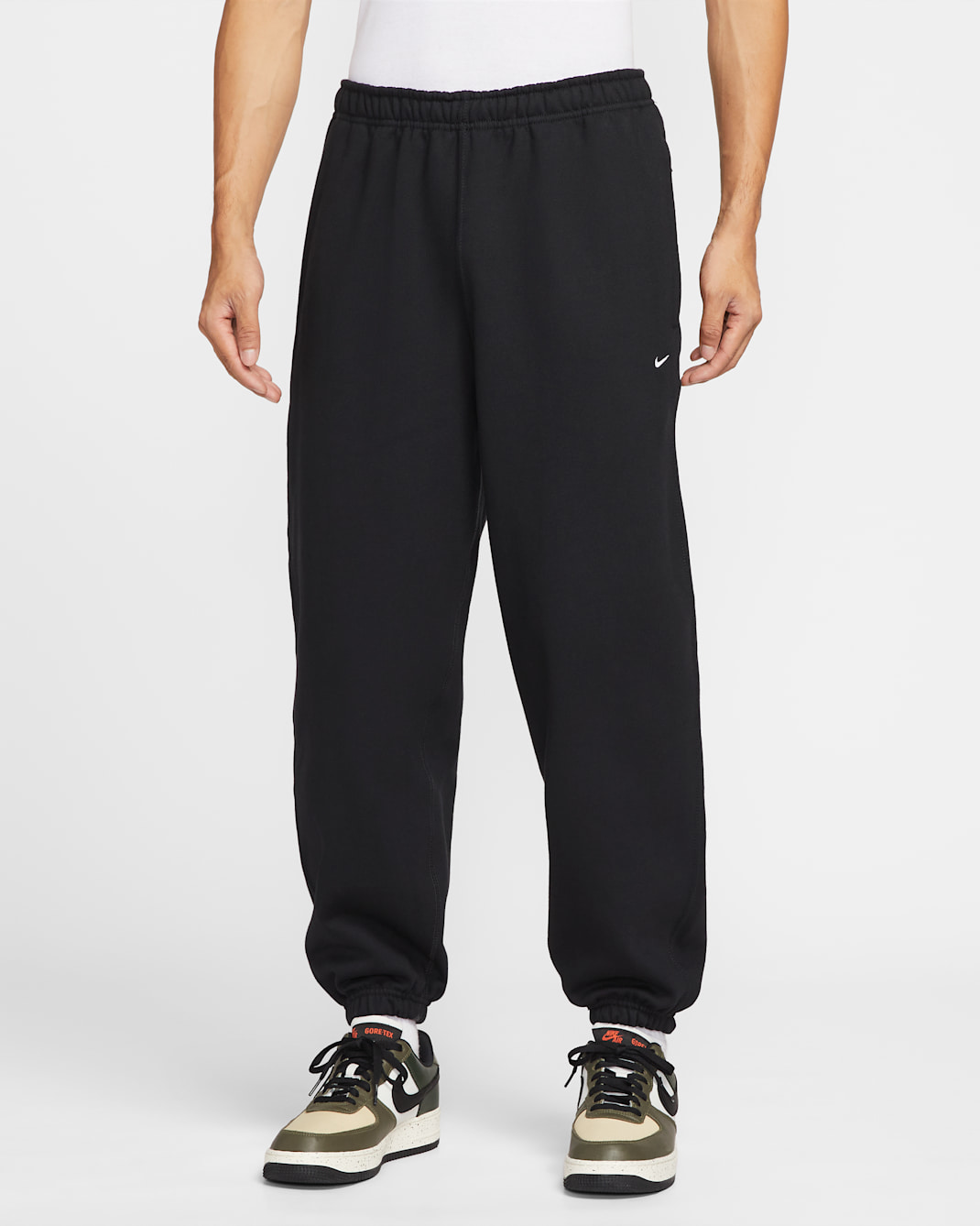 나이키 솔로 스우시 남성 커프 플리스 팬츠 - 블랙/블랙/화이트