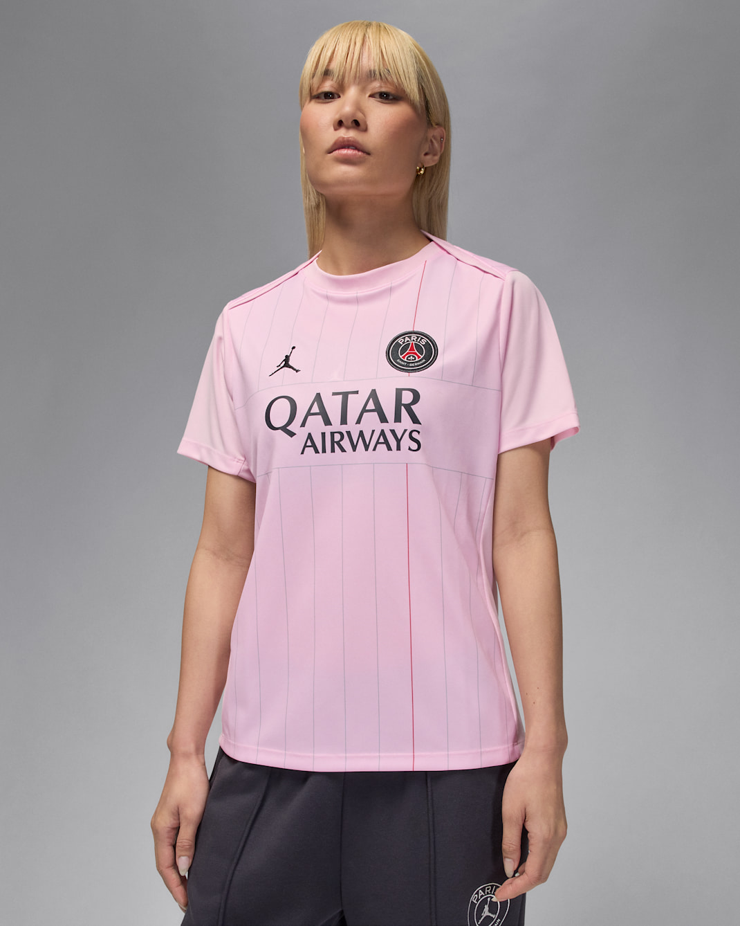 Paris Saint-Germain Academy Pro Jordan Dri-FIT fotballoverdel for oppvarming til dame (fjerde drakt) - Pink Foam/Particle Grey/Off Noir