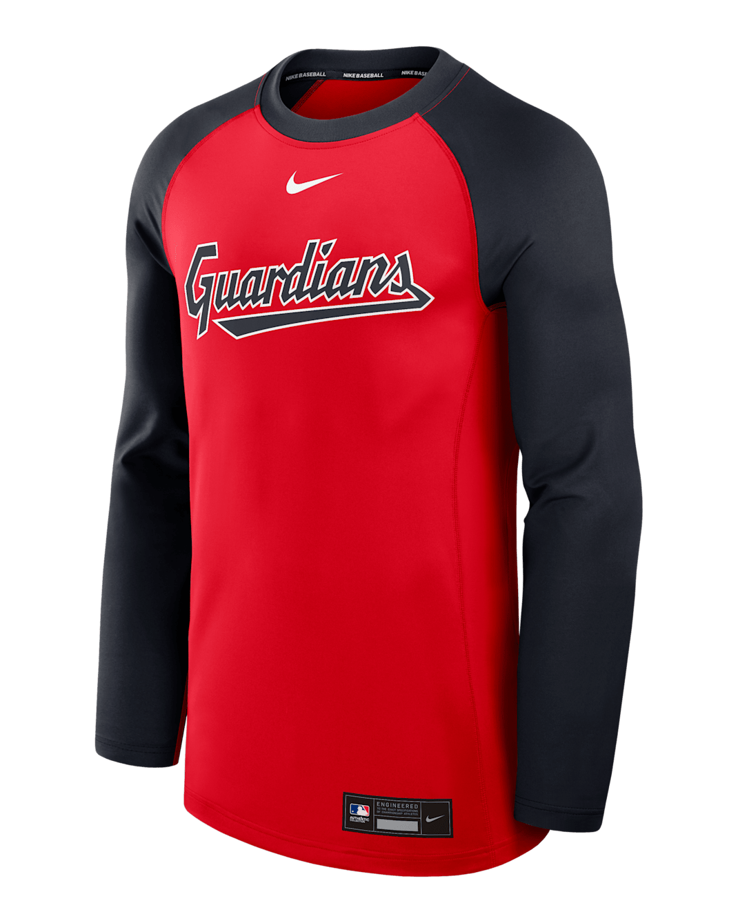 Sudadera de cuello redondo sin cierre Nike Dri-FIT de la MLB para hombre Cleveland Guardians Authentic Collection Game Time - Rojo