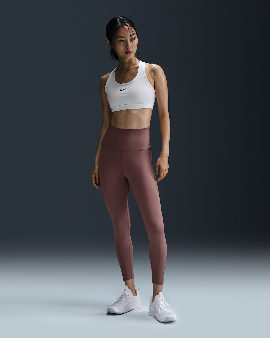 ナイキ ワン ウィメンズ ハイウエスト アンクル (9分丈) レギンス - スモーキーモーブ/ホワイト