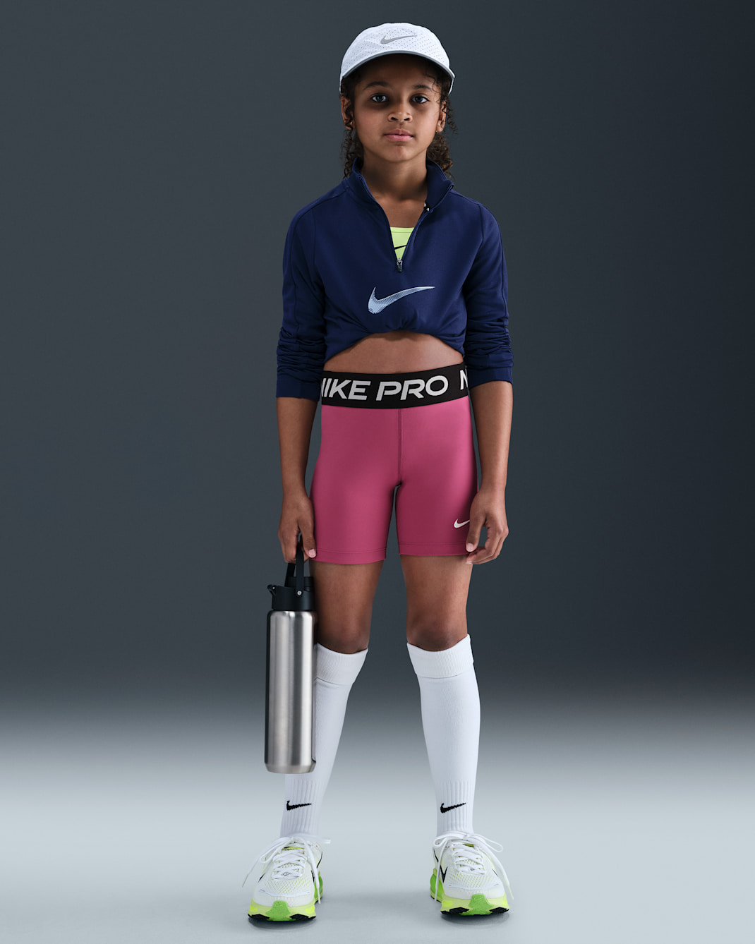 Nike Pro Girls' 5" Shorts - Sweet Beet/Black/White