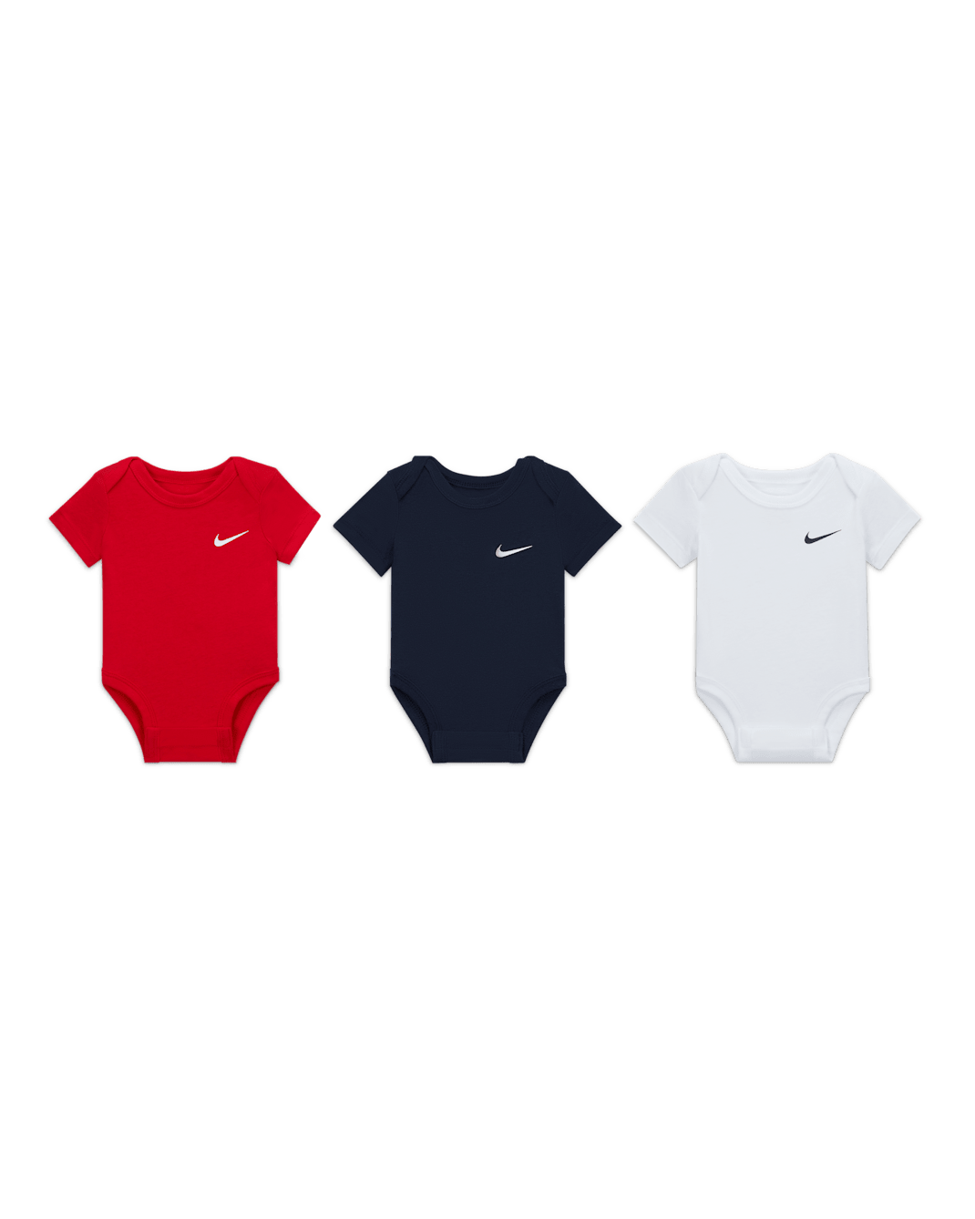 Nike Baby (0–9M) Swoosh Bodysuits (3-Pack) - Multi-Colour/Obsidian/Red