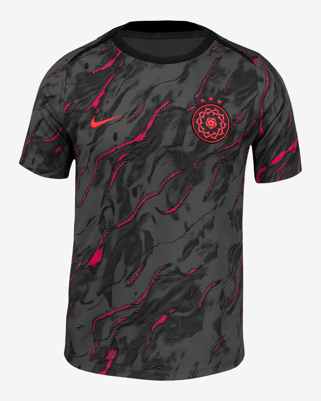Playera de manga corta Nike de la NWSL para antes del partido para hombre Portland Thorns FC 2025 - Rojo fusión claro/Gris hierro