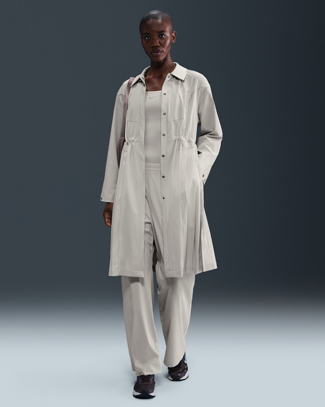 Nike 24.7 PerfectStretch Women's Dri-FIT Oversized Trench Coat - Light Orewood Brown/Light Iron Ore