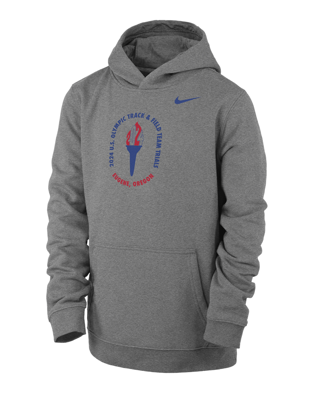 USATF Club Fleece Big Kids' Nike Running Pullover Hoodie - Dark Grey Heather