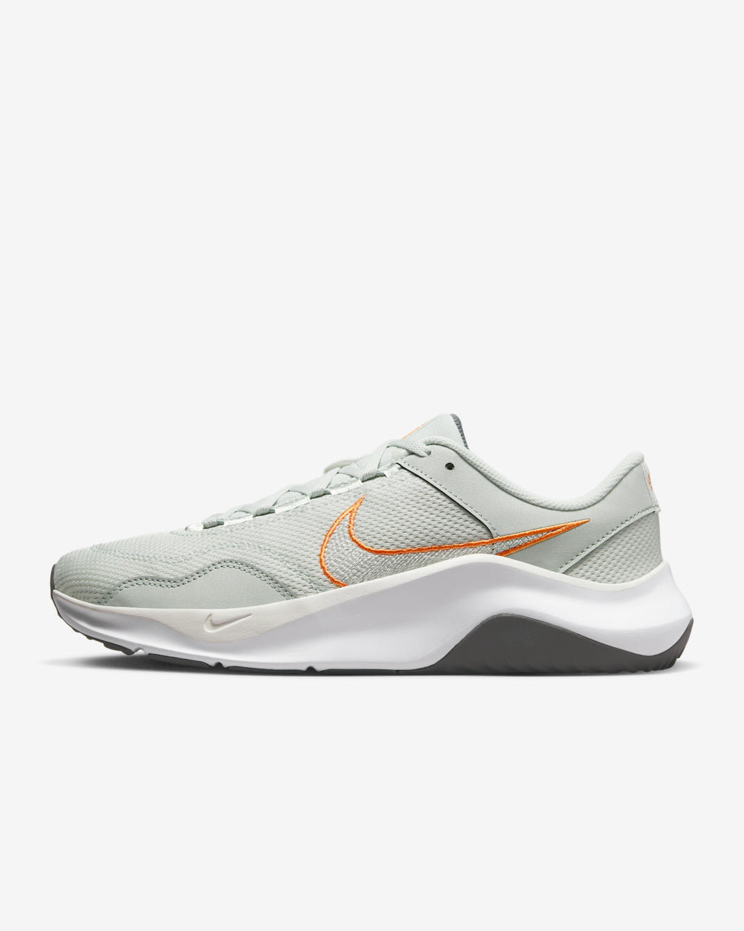 Nike Legend Essential 3 Next Nature Men's Workout Shoes - Light Silver/Iron Grey/Bright Mandarin/Summit White