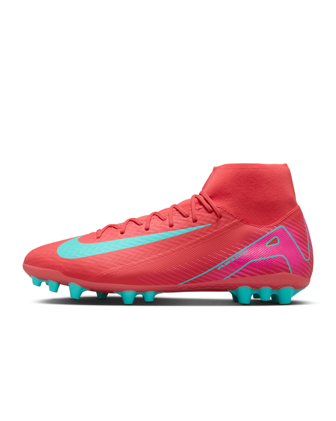Nike Mercurial Superfly 10 Academy Artificial-Grass High-Top Football Boot - Ember Glow/Aurora Green