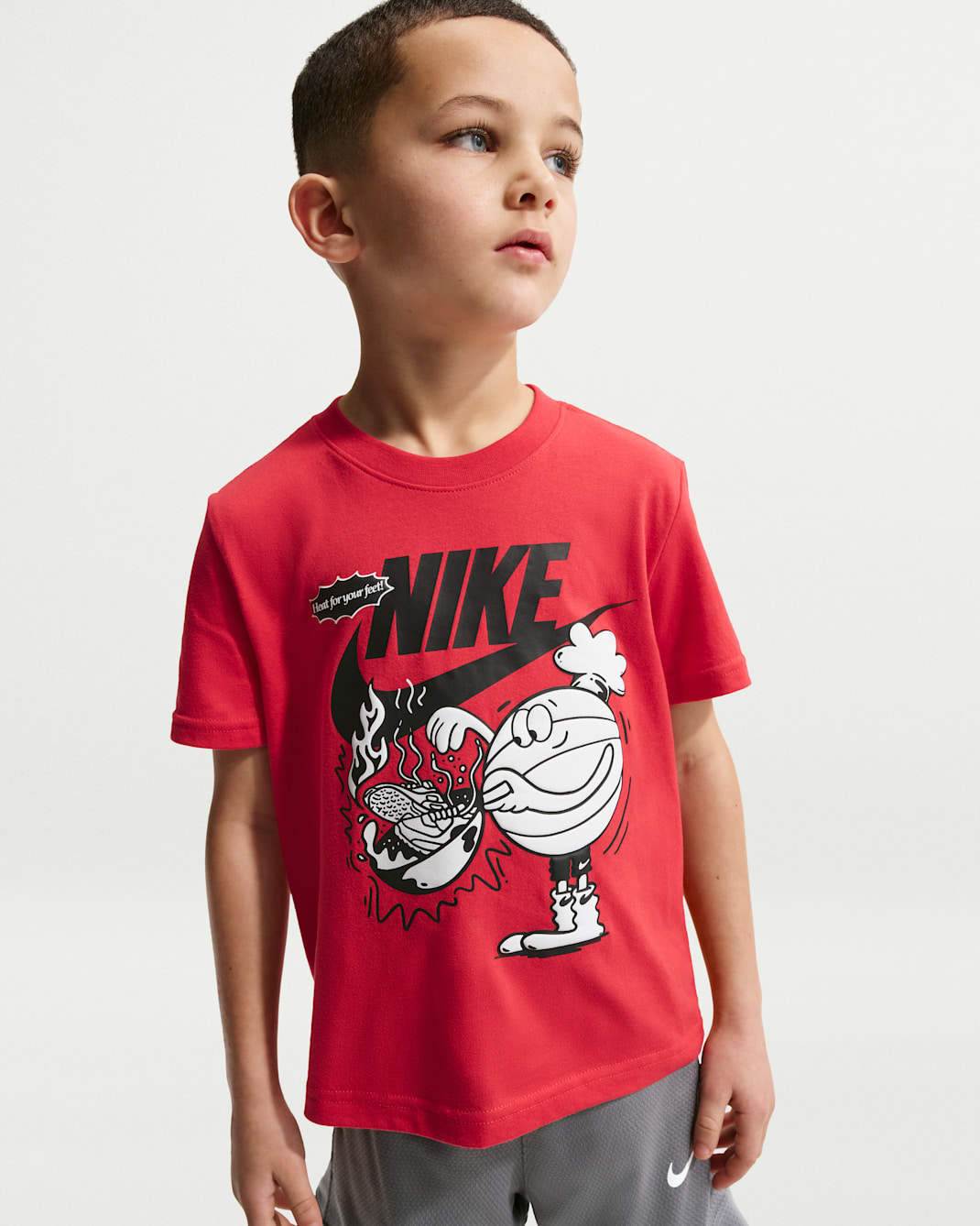 Nike Little Kids' "Heat For Your Feet" Graphic T-Shirt - University Red