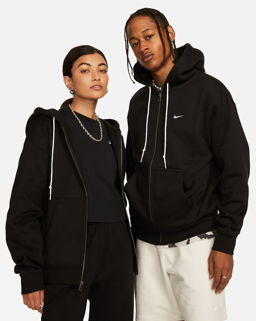 Nike Solo Swoosh Men's Full-Zip Hoodie - Black/White