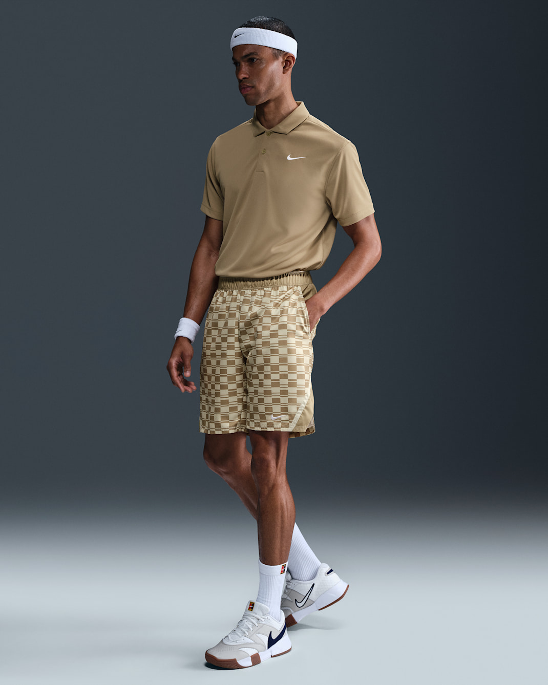 NikeCourt Victory Men's 9" Dri-FIT Tennis Shorts - Light Khaki/White