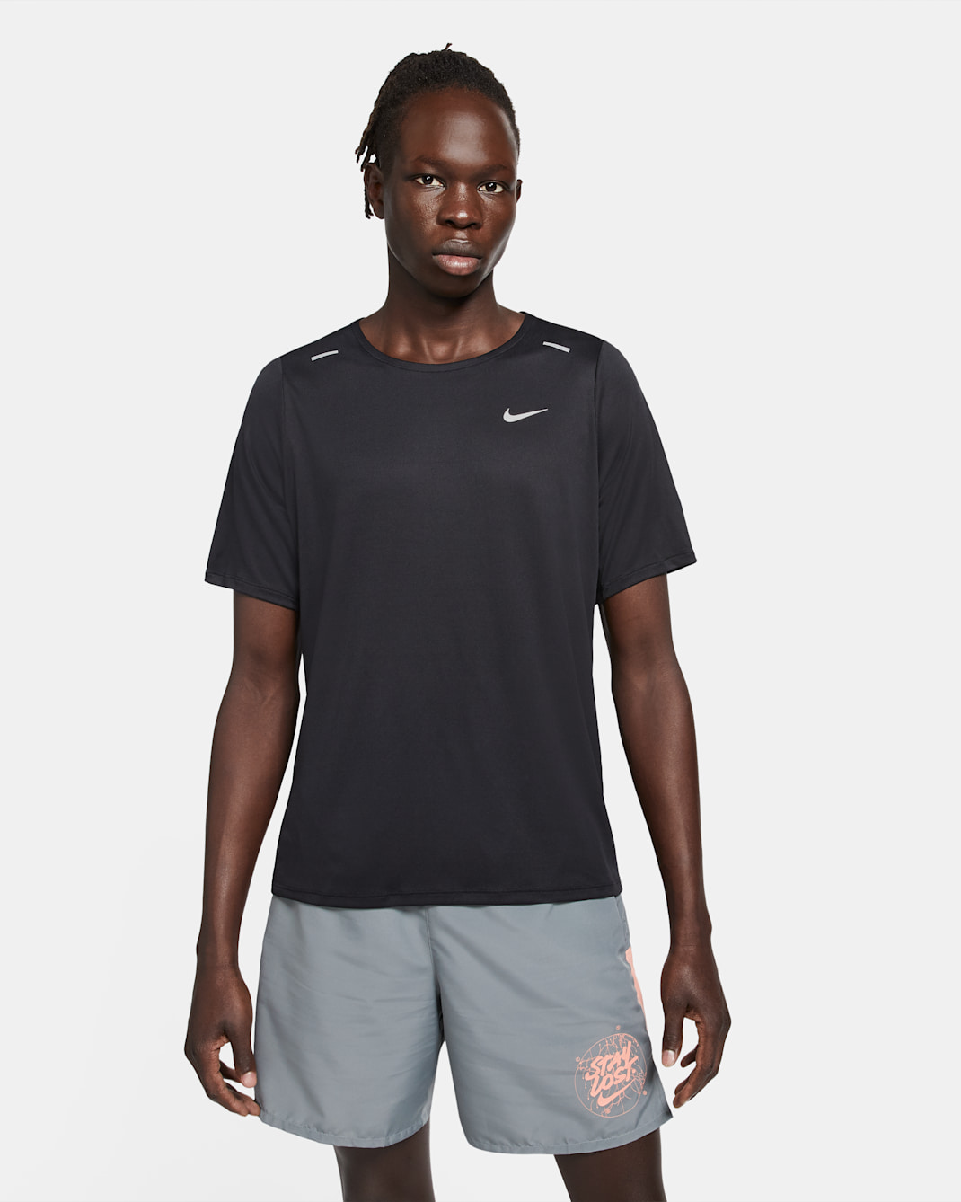 Haut à manches courtes Nike Rise 365 Wild Run pour Homme - Noir/Blanc