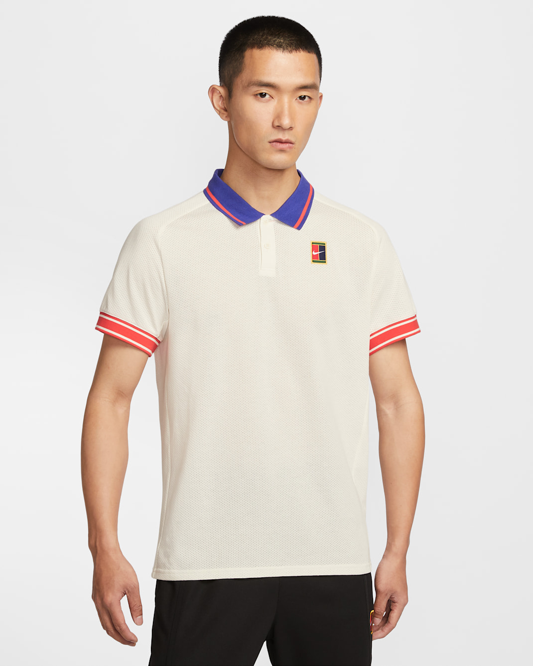 NikeCourt Heritage Men's Tennis Polo - Pale Ivory/Light Crimson