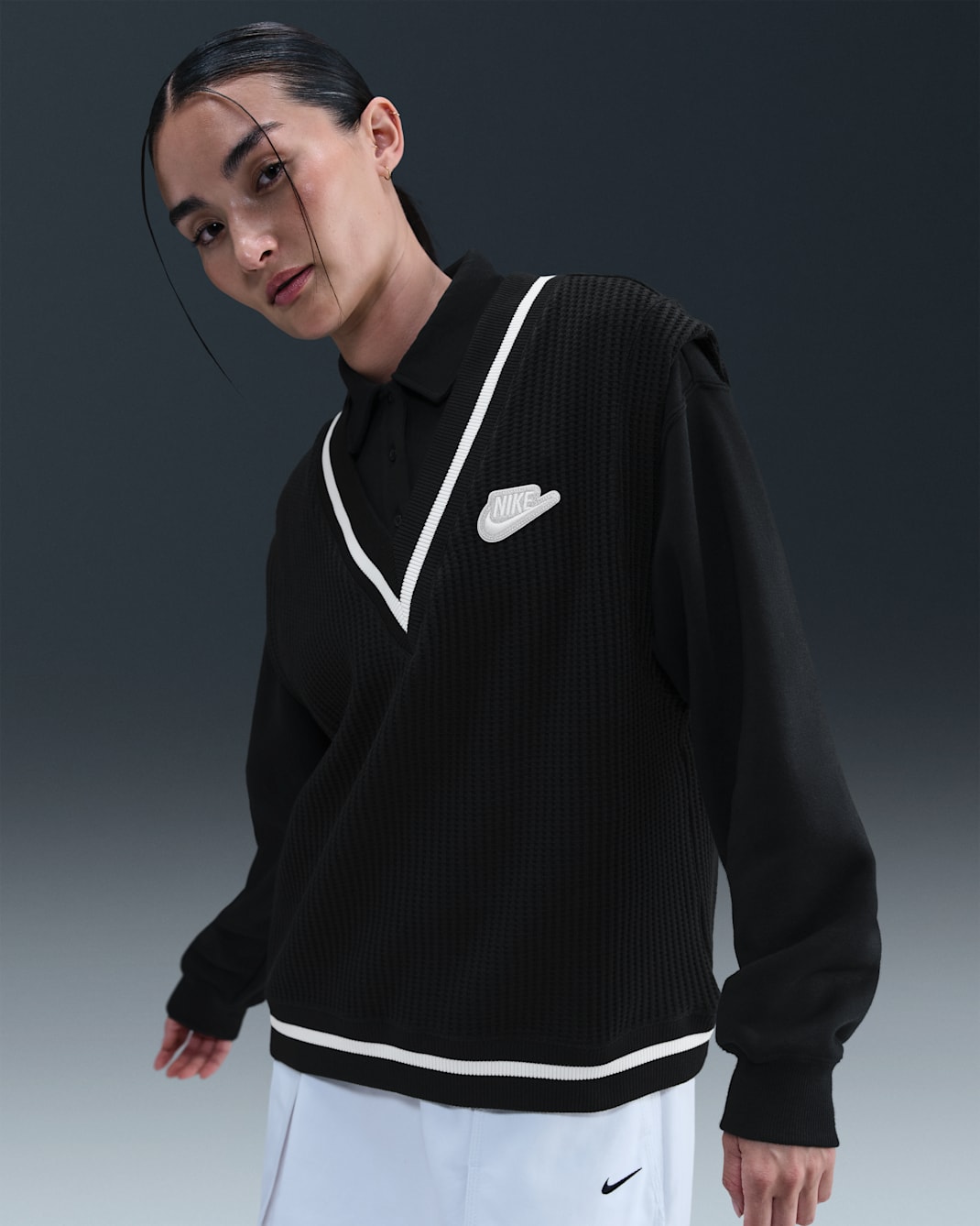 나이키 스포츠웨어 여성 와플 니트 베스트 - 블랙/세일