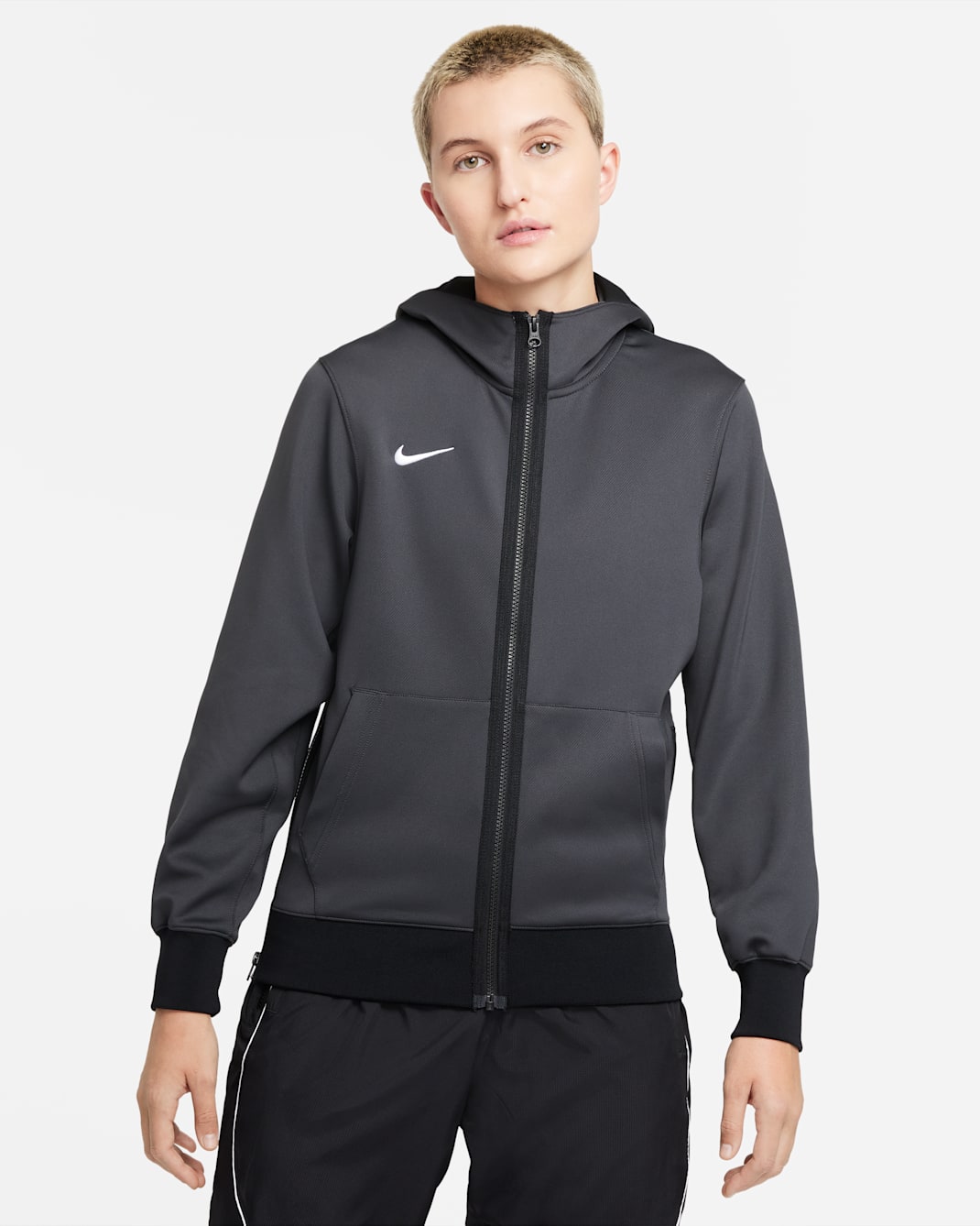 Sudadera con capucha de básquetbol con cierre completo para mujer Nike Dri-FIT Showtime - Antracita team/Negro team/Blanco