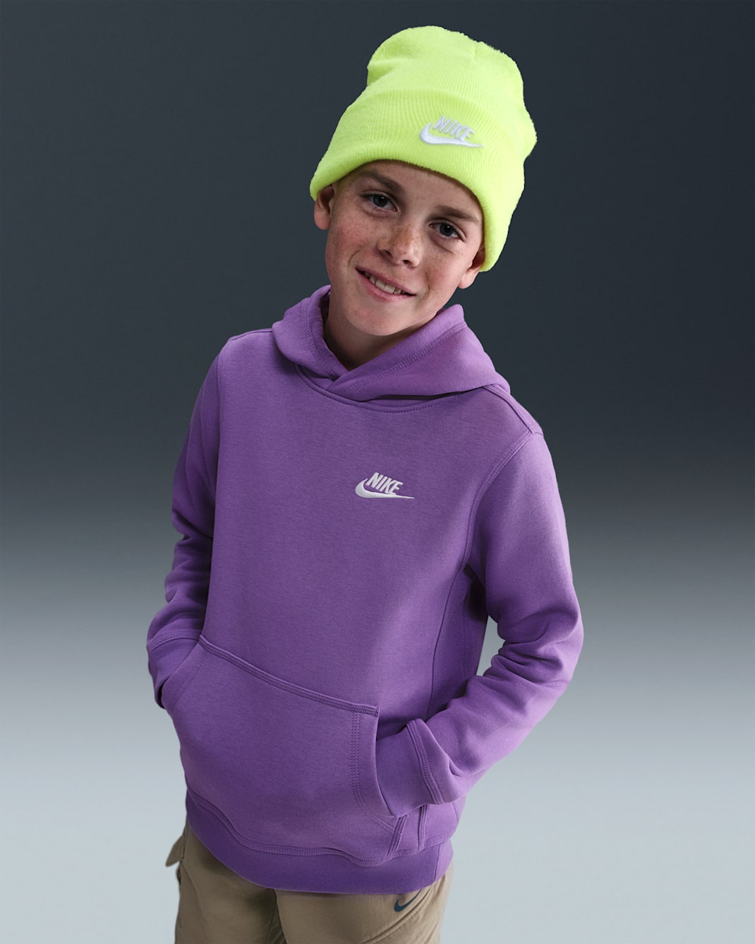 Sudadera con gorro sin cierre para niño talla grande Nike Sportswear Club - Frambuesa negro/Blanco