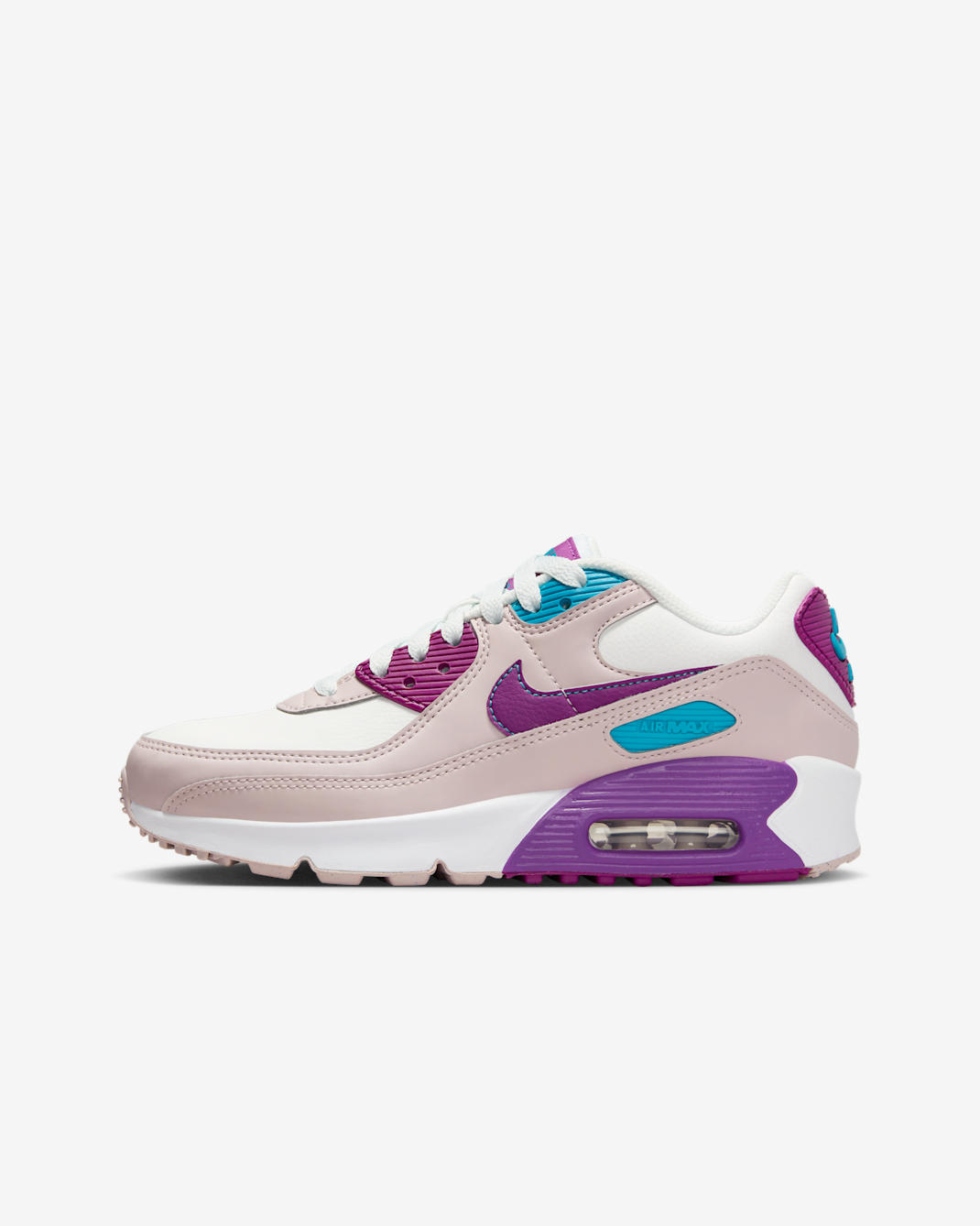 Nike Air Max 90 LTR Older Kids' Shoes - Summit White/Platinum Violet/Aquamarine/Viotech