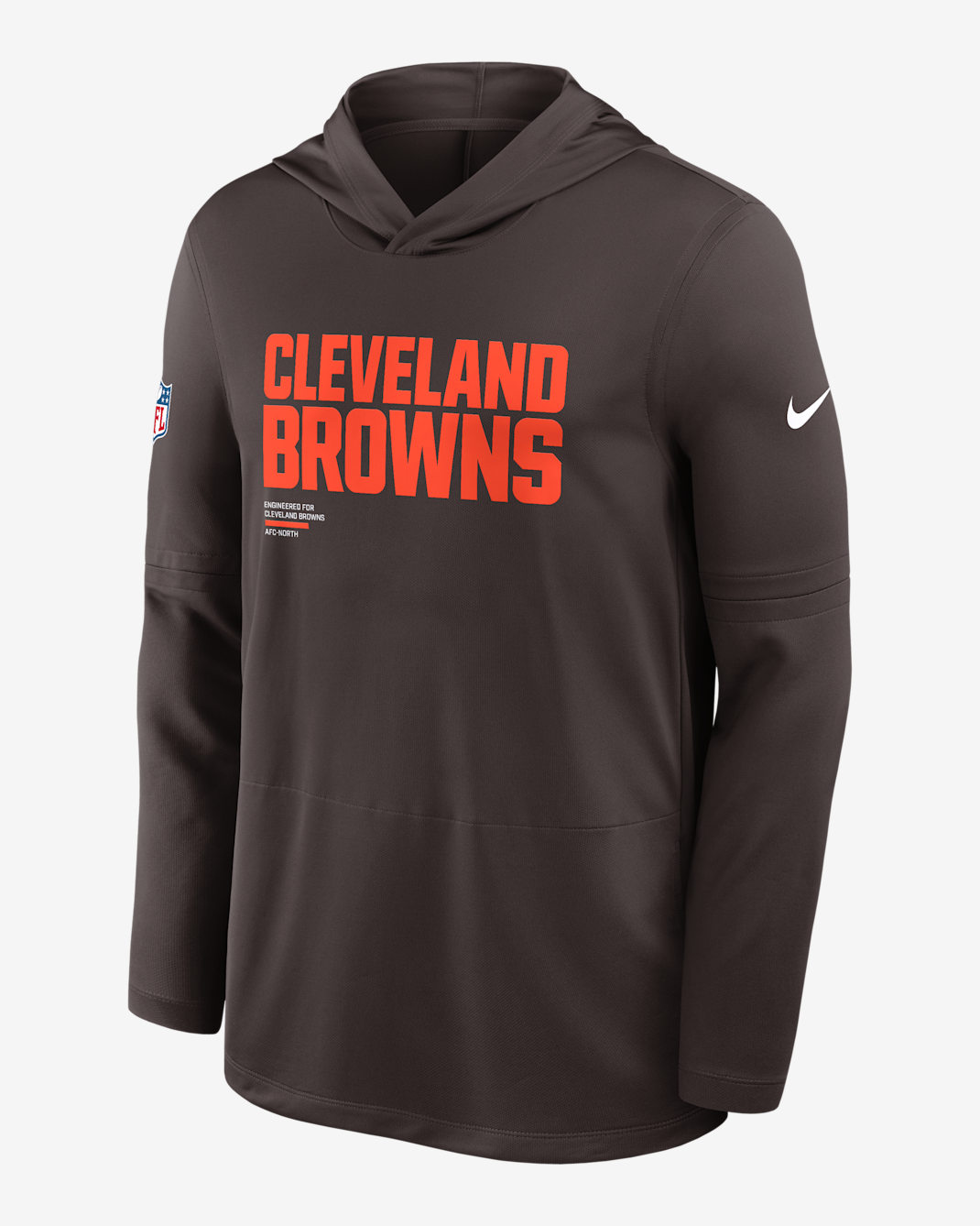 Cleveland Browns Pure Fury Sideline Men's Nike Dri-FIT NFL Long-Sleeve Hooded Top - Brown