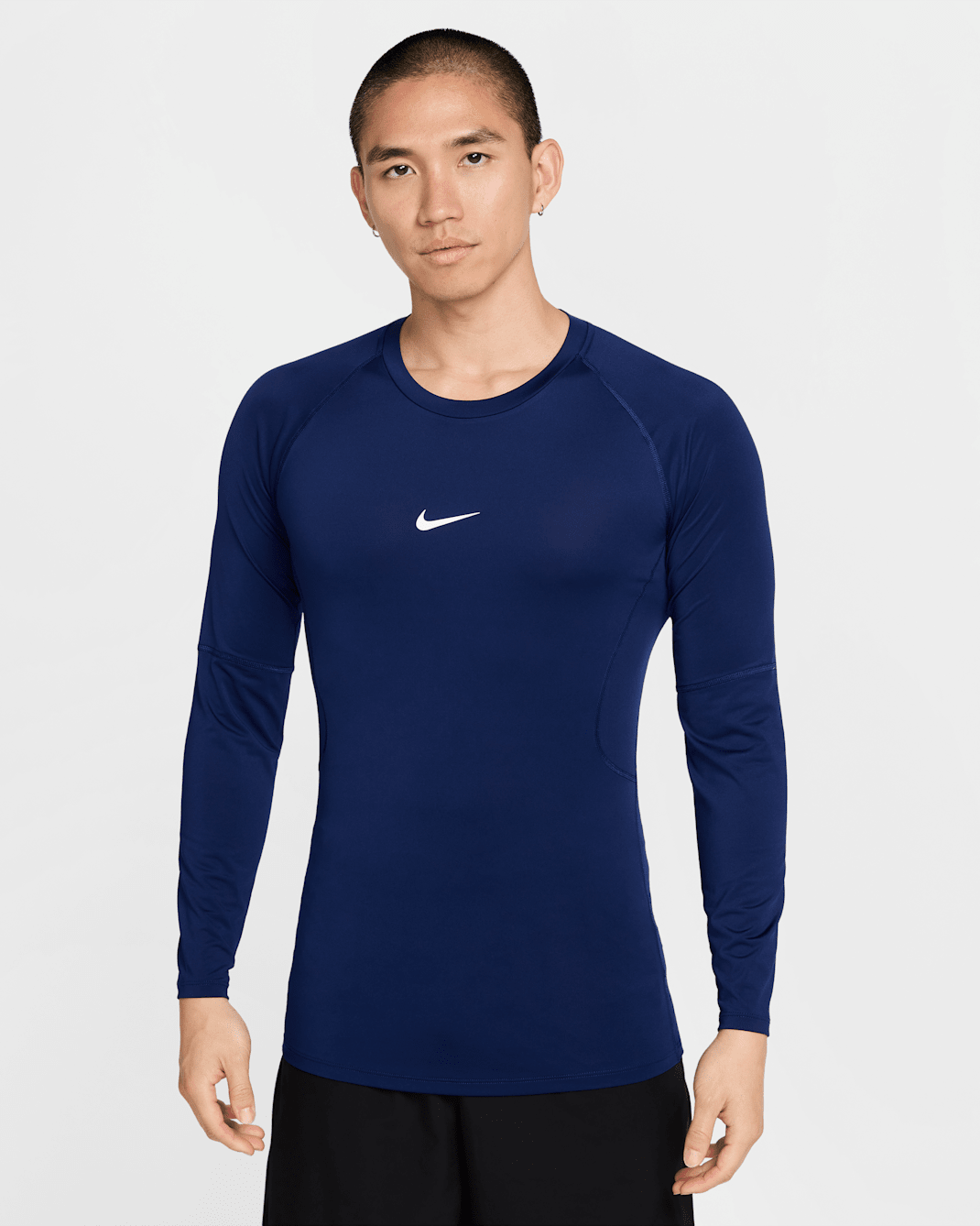 Nike Pro Men's Dri-FIT Tight Long-Sleeve Fitness Top - Blue Void/White